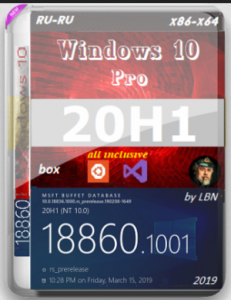 Microsoft Windows 10 Pro 18860.1001 20H1 PreRelease (x86-x64) (2019) [RU/RU/BOX]